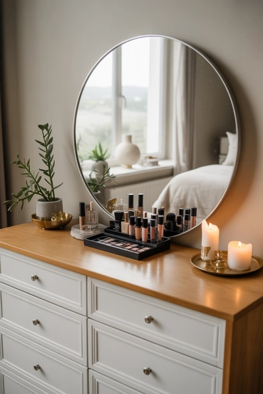 23 Bedroom Dresser Organization Ideas for a Clutter-Free Room 4 Design a Mirror-Centered Dresser Layout