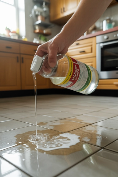 White Vinegar Dissolves Hard Water Deposits on Tile