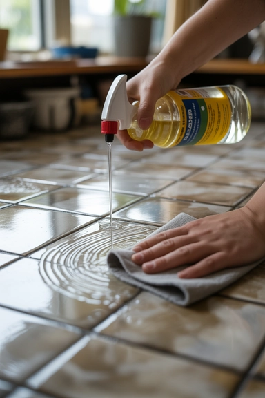 White Vinegar Works on Ceramic Tile Grout Only