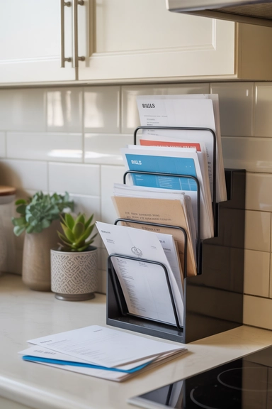 Create a Kitchen Counter Paper Organizer