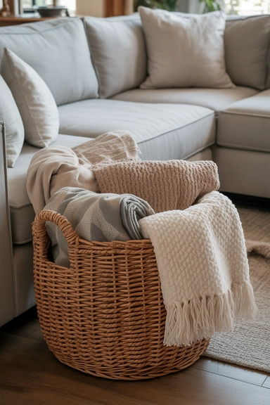 Keep Blankets in an Extra-Large Storage Basket