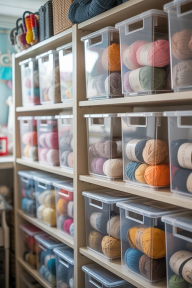Clear Storage Bins for Yarn Organization