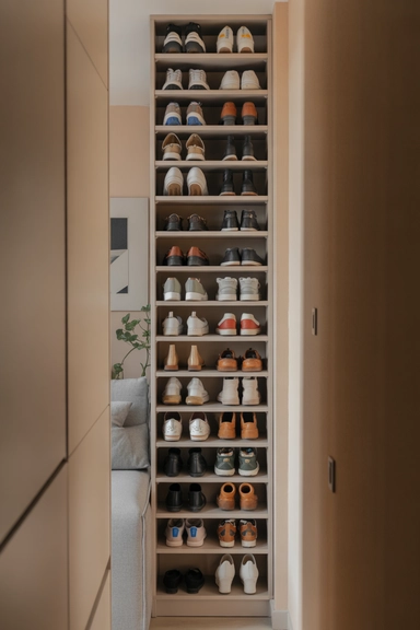 23 Smart Shoe Storage Ideas for Small Spaces 2 Vertical Shoe Shelves for Small Spaces