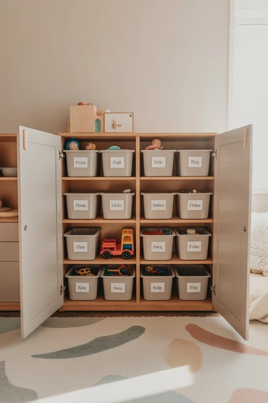 Closed Cabinet System With Labeled Rotation Bins