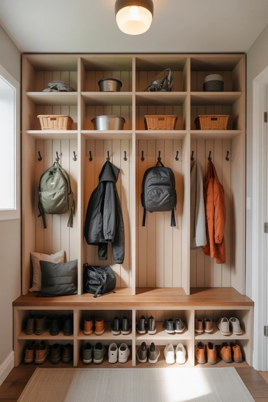 23 Mudroom Storage Ideas for Small Homes 2 Full-Height Custom Locker Wall with Internal Segmentation