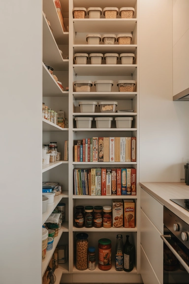 Full-Height Slim Pantry Cabinet That Uses Vertical 