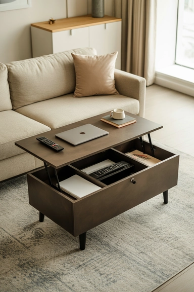 Lift-Top Coffee Table with Deep Interior Compartment