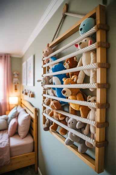 Wall-Mounted Stuffed Animal Zoo With Elastic Bars