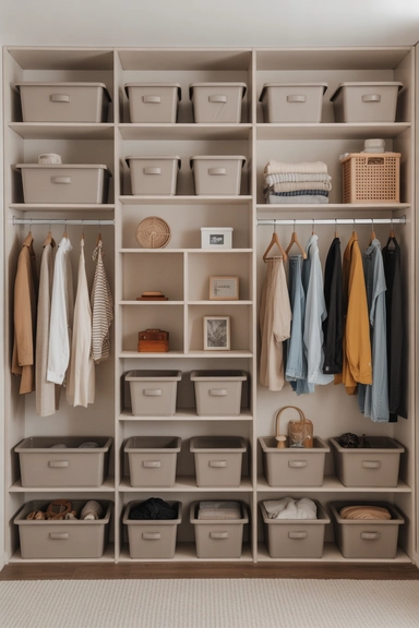 10 Closet Shelf Storage Bin Layout