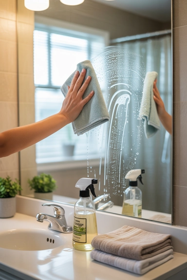 Bathroom Mirror Cleaning Trick for Streak-Free Shine