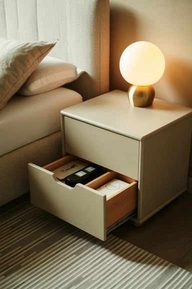 Bedside Table With False Bottom Drawer