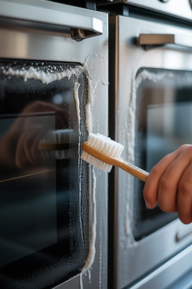 15 Oven Door Cleaning Hacks for a Clear View 11 Salt and Vinegar Scrub on Stubborn Edges