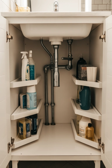 21 Vanity Organization Ideas for Small Spaces 11 Tiered Under-Sink Organizers Around Plumbing