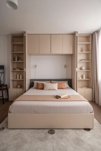 Wall Bed System with Integrated Side Cabinets