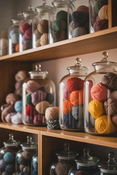  Glass Jar Yarn Storage Displays