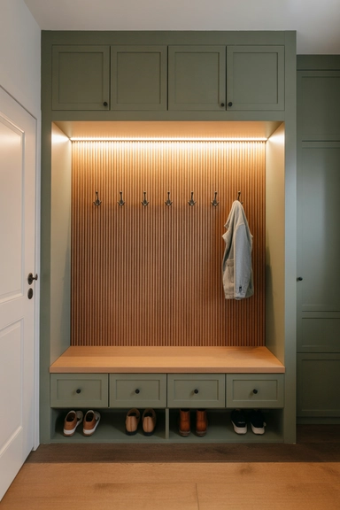 23 Mudroom Storage Ideas for Small Homes 12 Built-In Mudroom Niche with Framed Back Panel and Closed Base