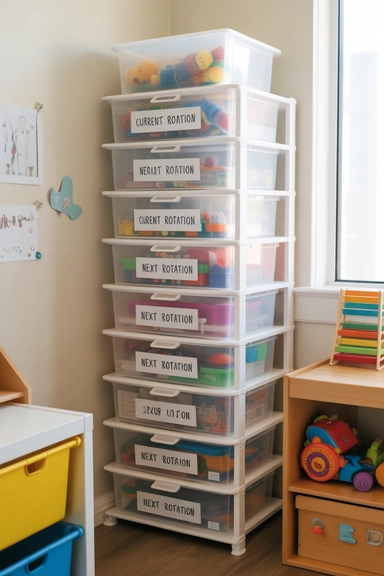 Clear Drawer Tower With Rotation Labels