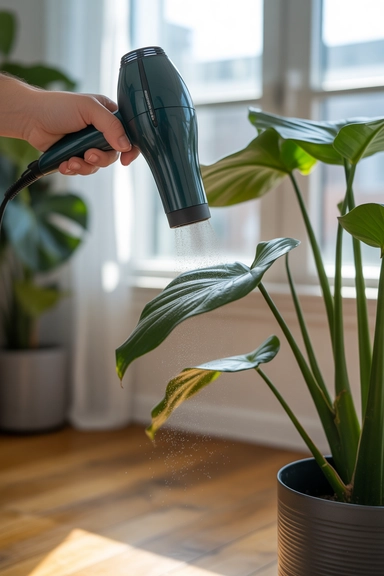 21 Dusting Hacks to Keep Your Home Dust Free 12 Dust Houseplants With a Hair Dryer on Cold Setting