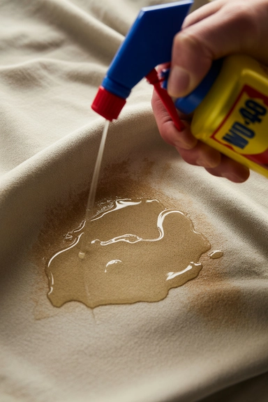 WD-40 on Dried Grease Stains