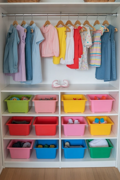 Kids Closet Storage Bin Systems