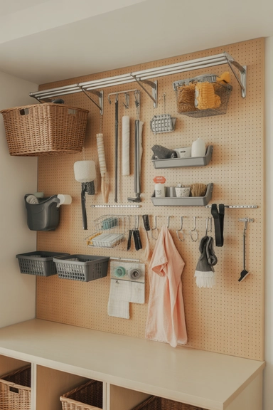 21 Smart Laundry Room Storage Ideas That Save Space 13 Laundry Room Pegboard Organizer Wall
