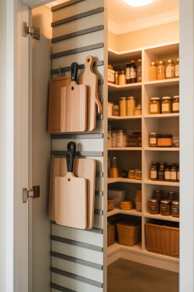 21 Cutting Board Organization Ideas for Small Kitchens 13 Pantry Sidewall Storage for Cutting Boards