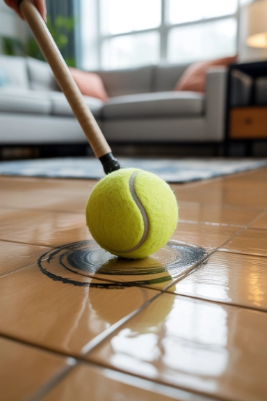 Tennis Ball on a Stick Removes Scuff Marks from Any Floor