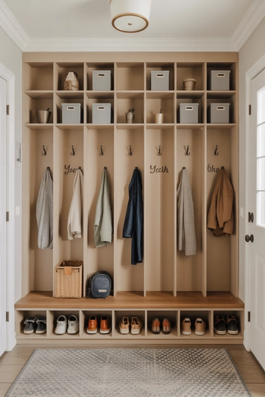  Floor-to-Ceiling Built-In Locker System with Individual Compartments