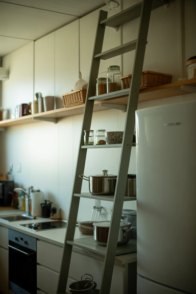 22 Genius Tiny Kitchen Storage Without Cabinets 13 Ladder Shelf That Replaces Upper Cabinets
