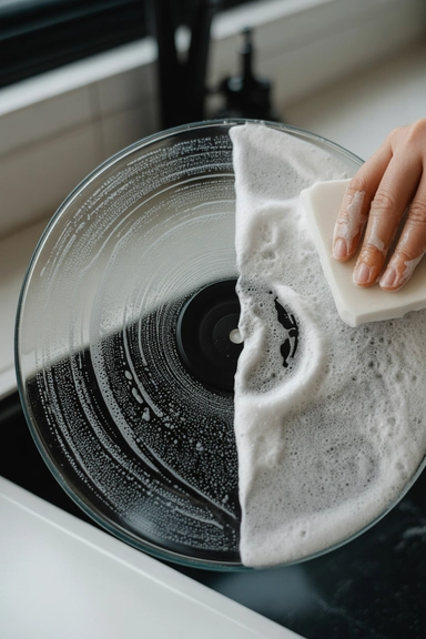 Salt and Dish Soap Scrub on the Turntable