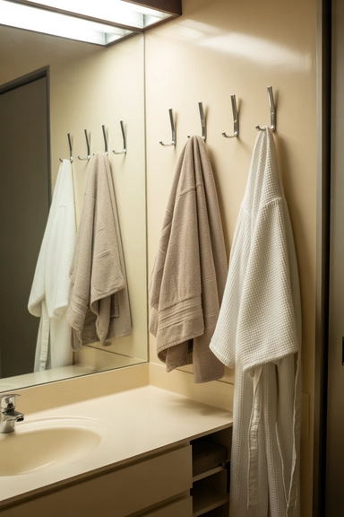 21 Vanity Organization Ideas for Small Spaces 13 Wall Hooks for Towels and Robes