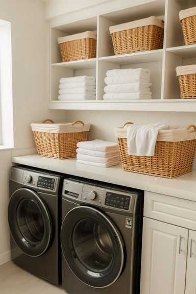 21 Smart Laundry Room Storage Ideas That Save Space 14 Built In Laundry Folding Station