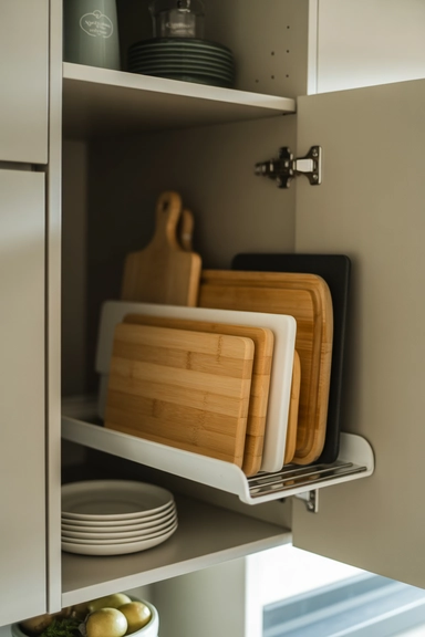 21 Cutting Board Organization Ideas for Small Kitchens 14 Stackable Cutting Board Organizers Inside Cabinets