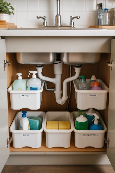 22 Genius Tiny Kitchen Storage Without Cabinets 14 Under-Sink Vertical Bins With Stackable Layers