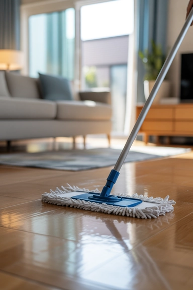 Dry Microfiber Mop Maintains Laminate Floors Daily