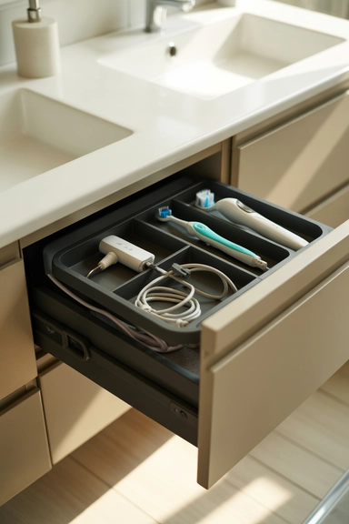 21 Vanity Organization Ideas for Small Spaces 15 Built-In Drawer Charging Station