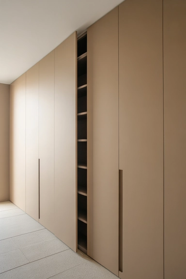  Recessed Panel Storage with Flush Push-Latch Doors