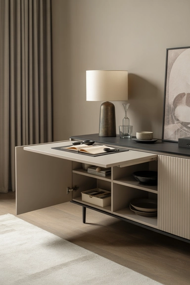 Sideboard with Hidden Pull-Out Work Surface