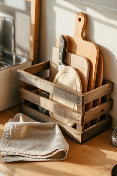 21 Cutting Board Organization Ideas for Small Kitchens 16 Rustic Wooden Crates for DIY Board Storage