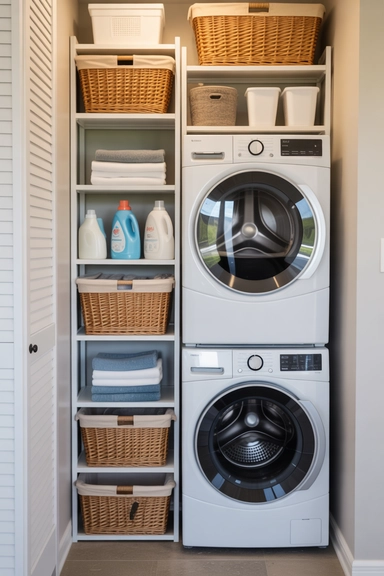 21 Smart Laundry Room Storage Ideas That Save Space 16 Slim Laundry Closet Storage Towers