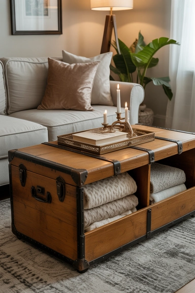 Place Blankets in a Storage Trunk