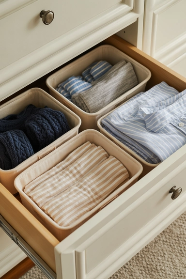 23 Bedroom Dresser Organization Ideas for a Clutter-Free Room 16 Use Drawer Baskets for Flexible Storage