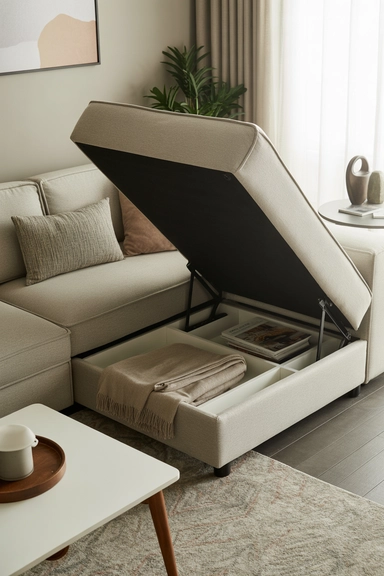 Modular Sectional With Concealed Corner Storage