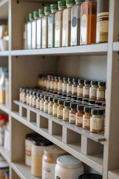 22 Pantry Shelf Organization Ideas That Work 16 Slim Shelf Risers for Short Jars
