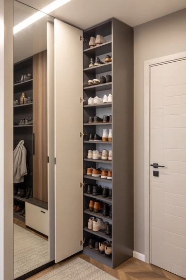 Slim Vertical Shoe Tower with Internal Partitioning