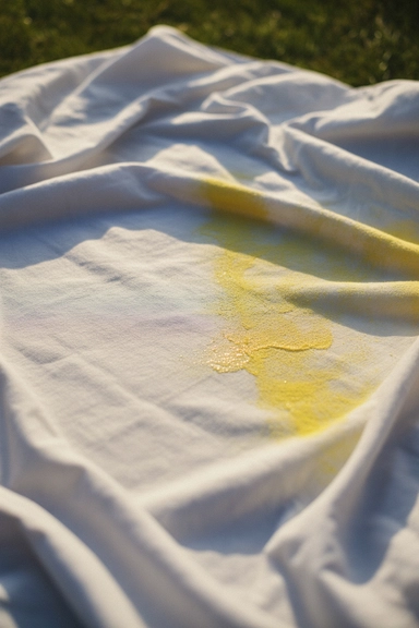 Sun and Lemon Juice on Yellowed Fabric