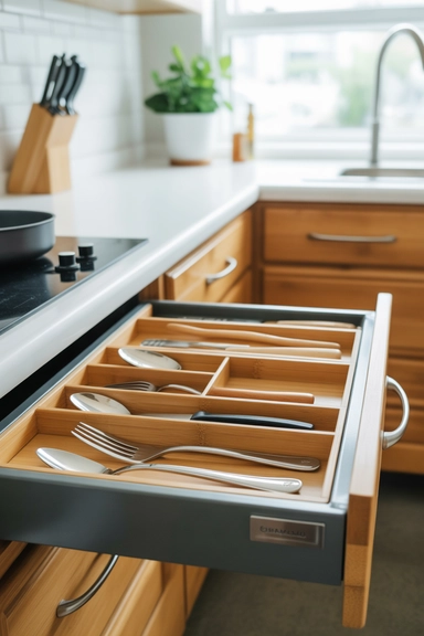 Bamboo Drawer Dividers for Kitchen Organization