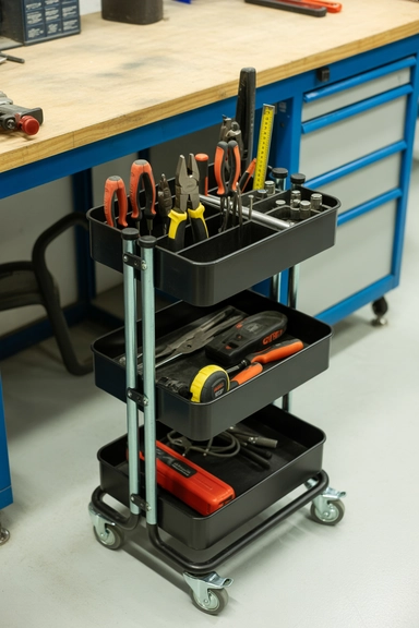 23 Tool Storage Ideas That Keep Your Workspace Organized 17 Rolling Tool Cart for Flexible Work Areas