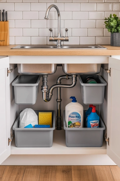  Under Sink Storage Bin Organization