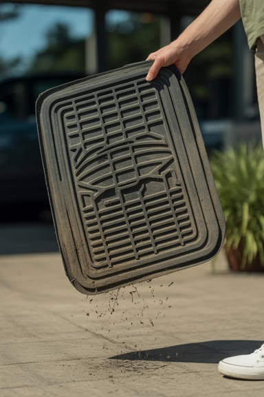 Clean Floor Mats Outside the Car for Better Results